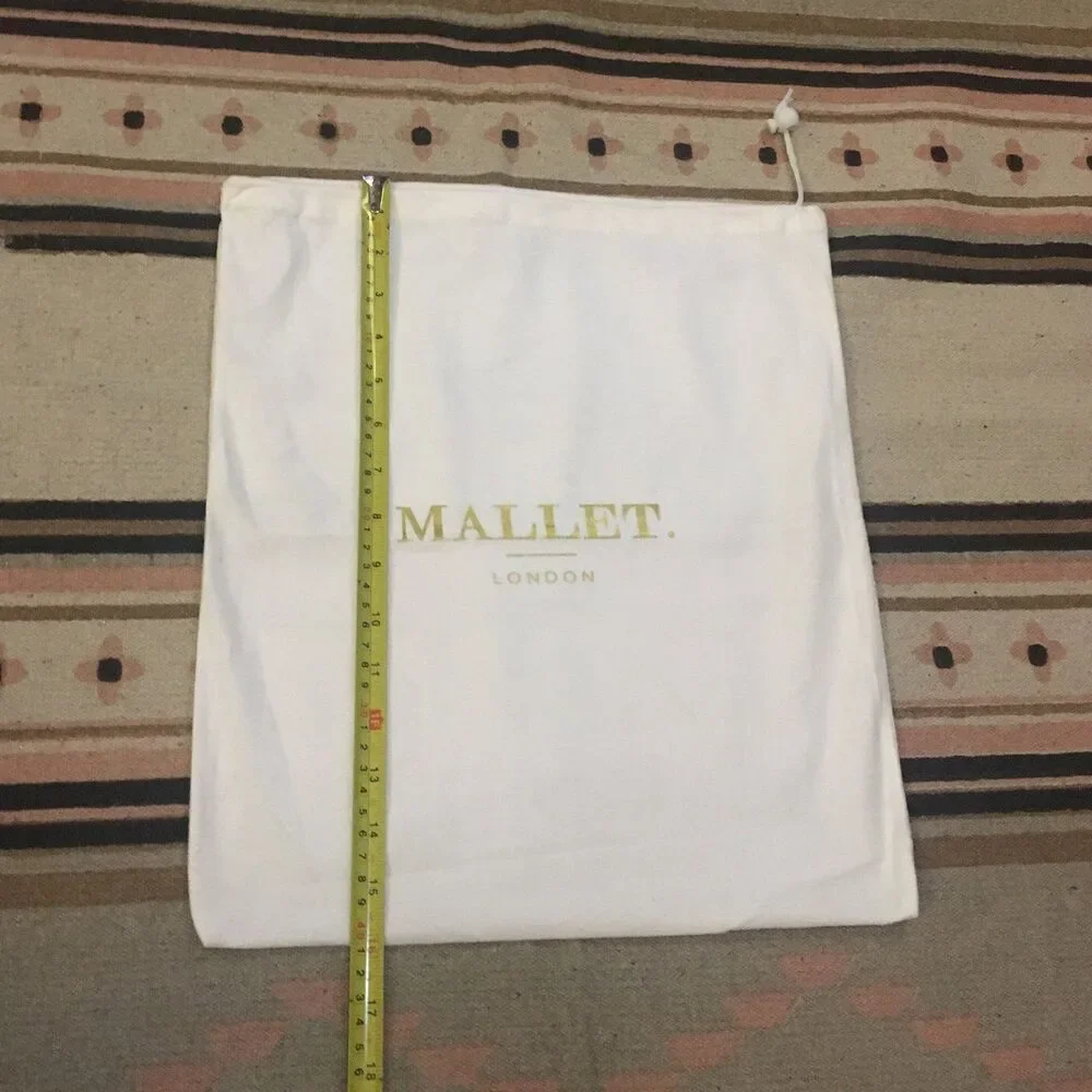 Mallet London white & gold soft Dust bag garment drawstring bag 16” x 14” new